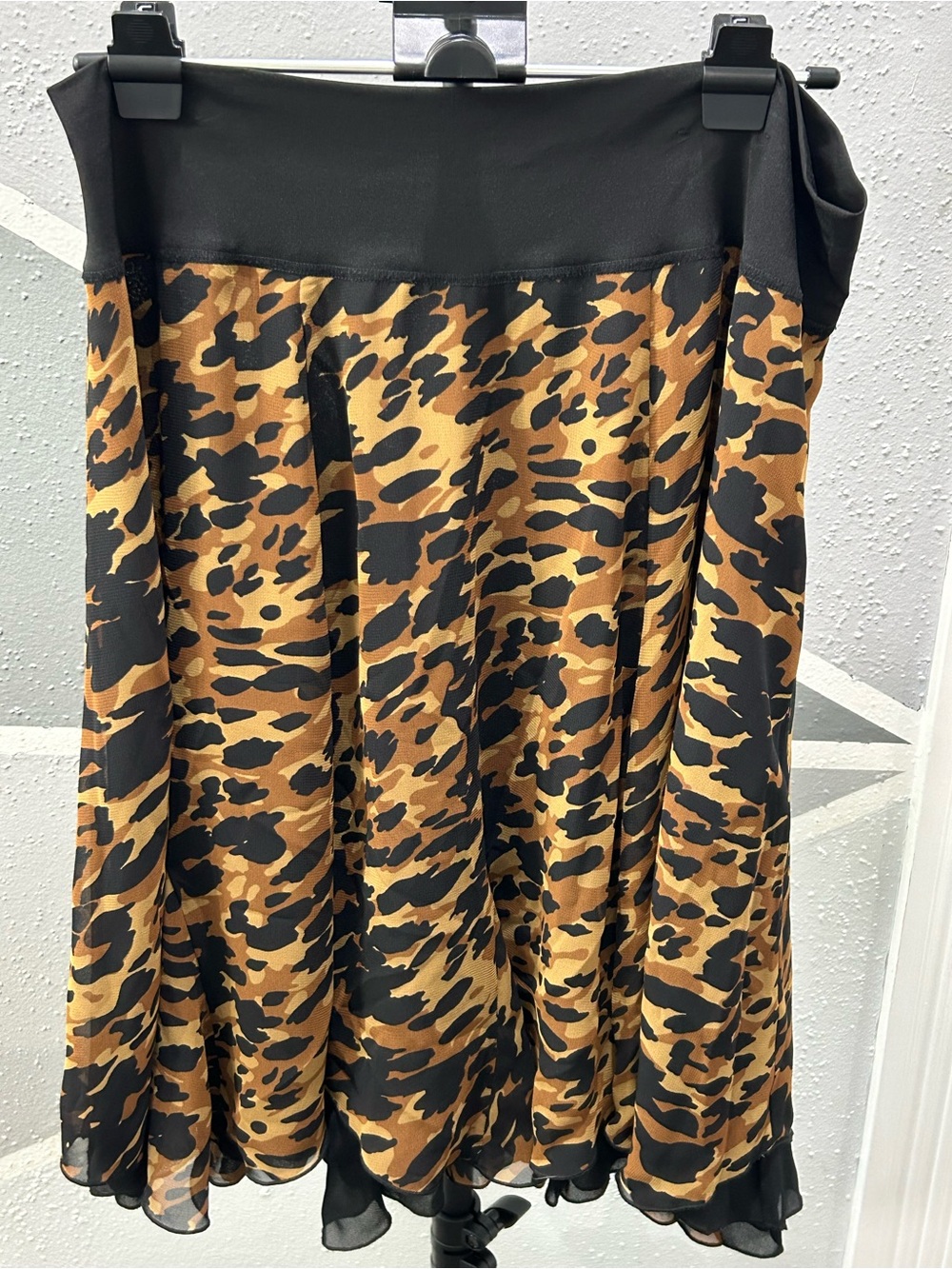 Lane Bryant Black and Brown Leopard-Print Skater Skirt